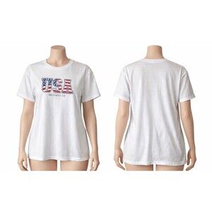 USA Made in America 2018 T Shirt Unisex Adult 2X White Patriotic USA Symbol NWT